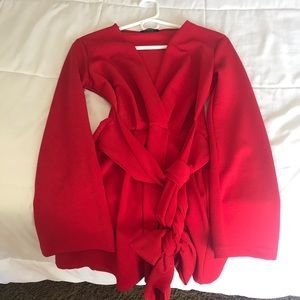Red Long Sleeve Romper